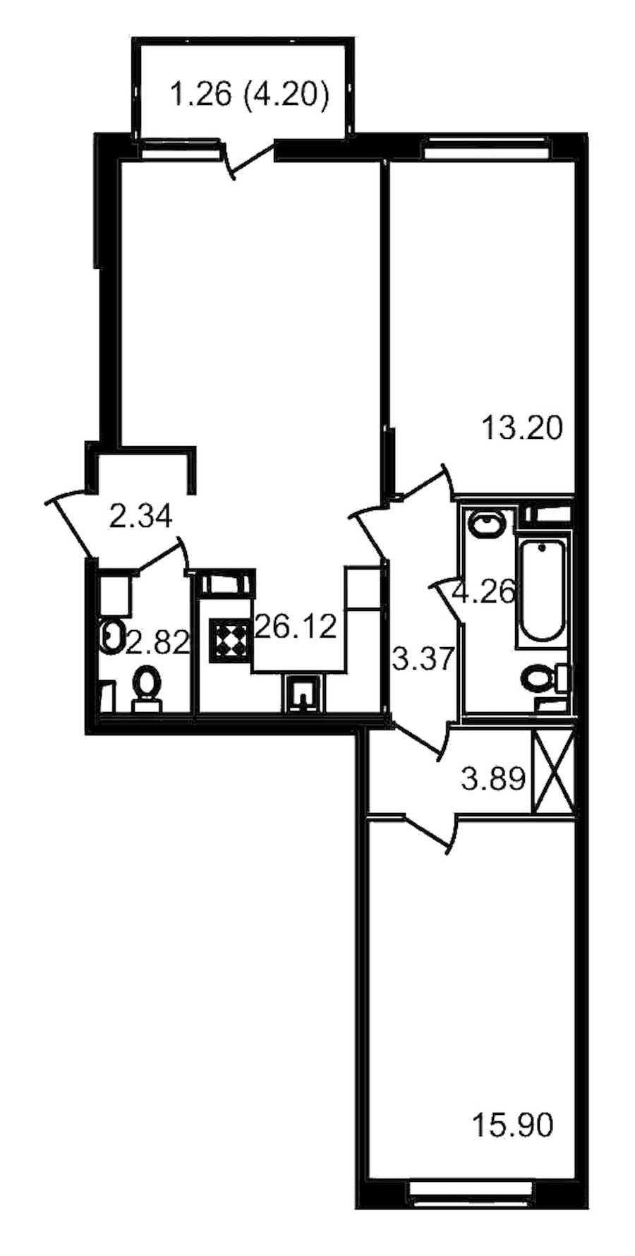 Двухкомнатная квартира в : площадь 76.1 м2 , этаж: 9 – купить в Санкт-Петербурге